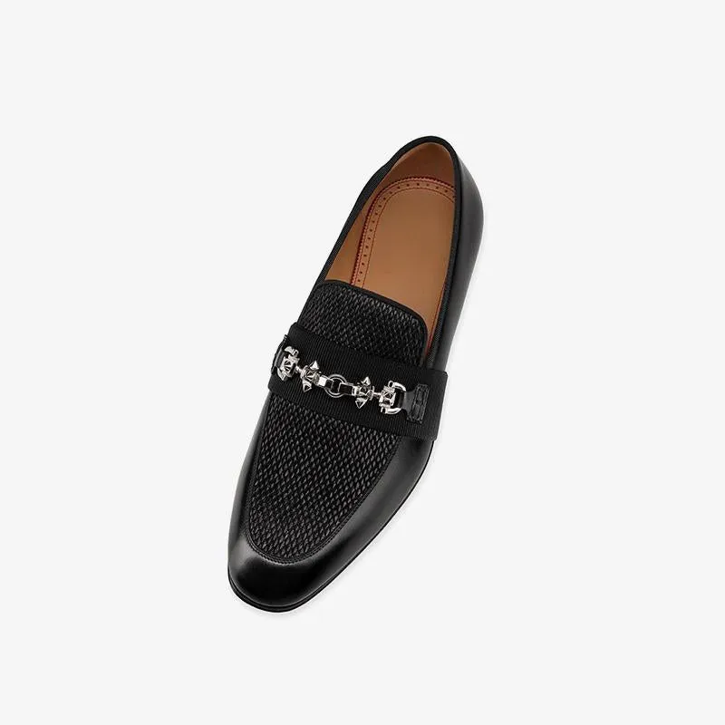 Mesh Loafers with Decorative Buckle
