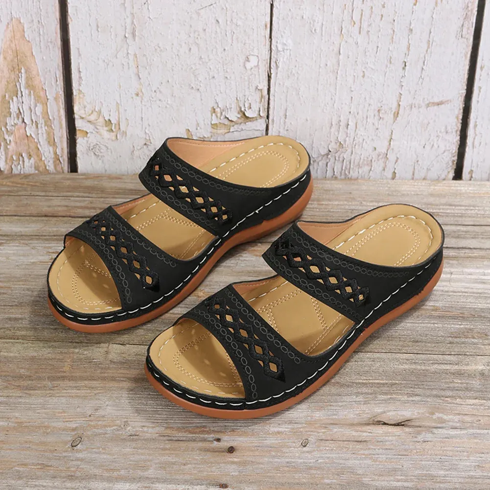 Women Summer Sandals Casual Comfortable Open Toe Slippers Orthopedic Footbed Fashionably Trend Versatile Slip On Slides